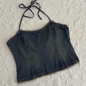 Mango Denim Halter Top